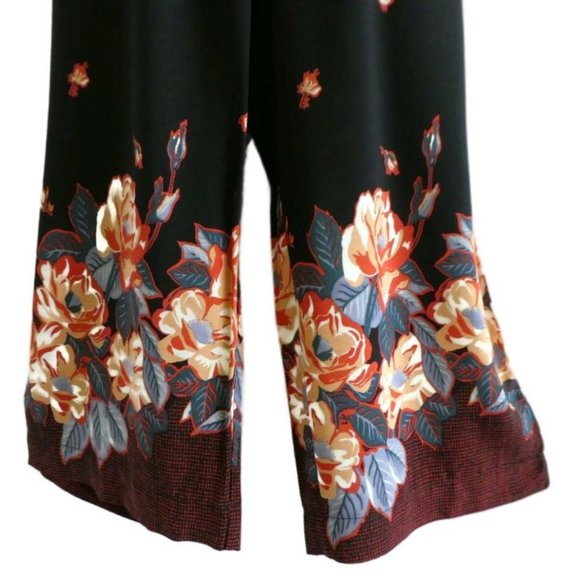 Ett Twa Trouser Pants Wide Leg Crop Floral Elastic Waistband Pull On Boho S - Picture 3 of 12